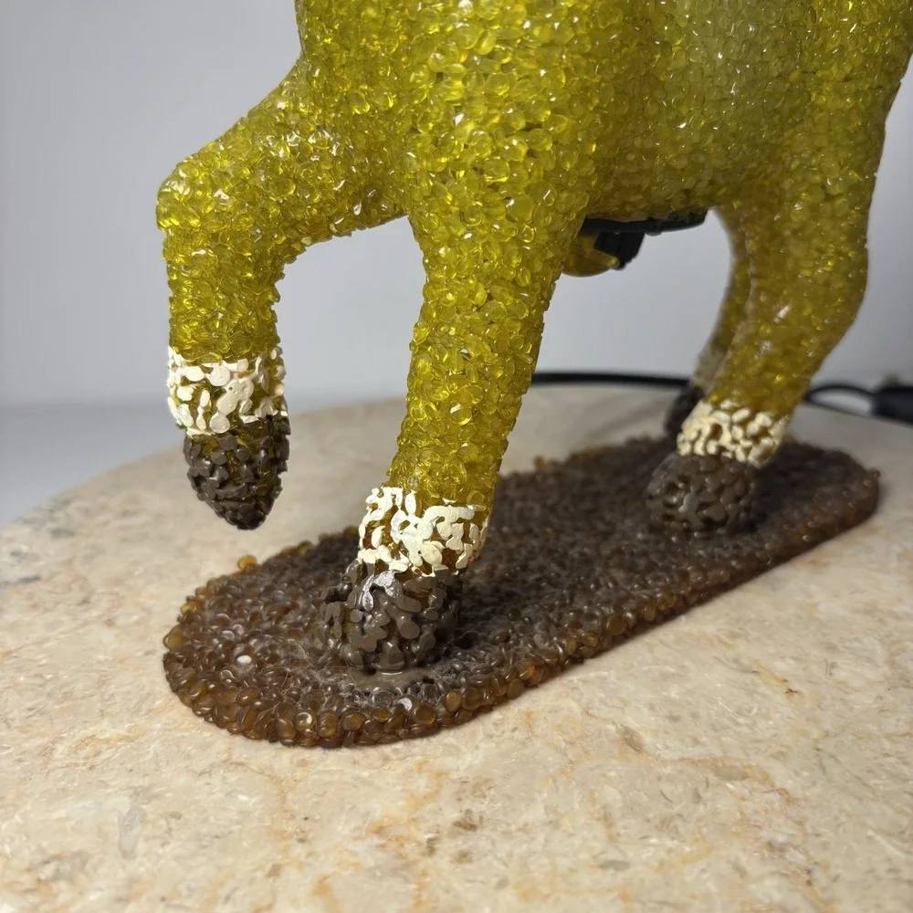 Vintage Beaded Plastic Horse Night Light Popcorn‎ Beads Green Pony Tabletop 9